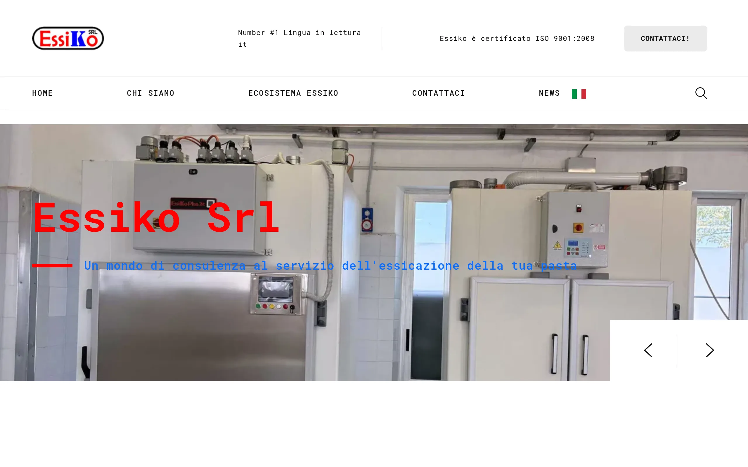 Essiko Srl - Sito web aziendale impianti essiccazione pasta